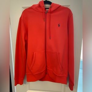 Men’s Polo Zipper Hoodie Sz L Orange